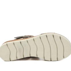 Adjustable Leather Wedge Sandals - Metallic