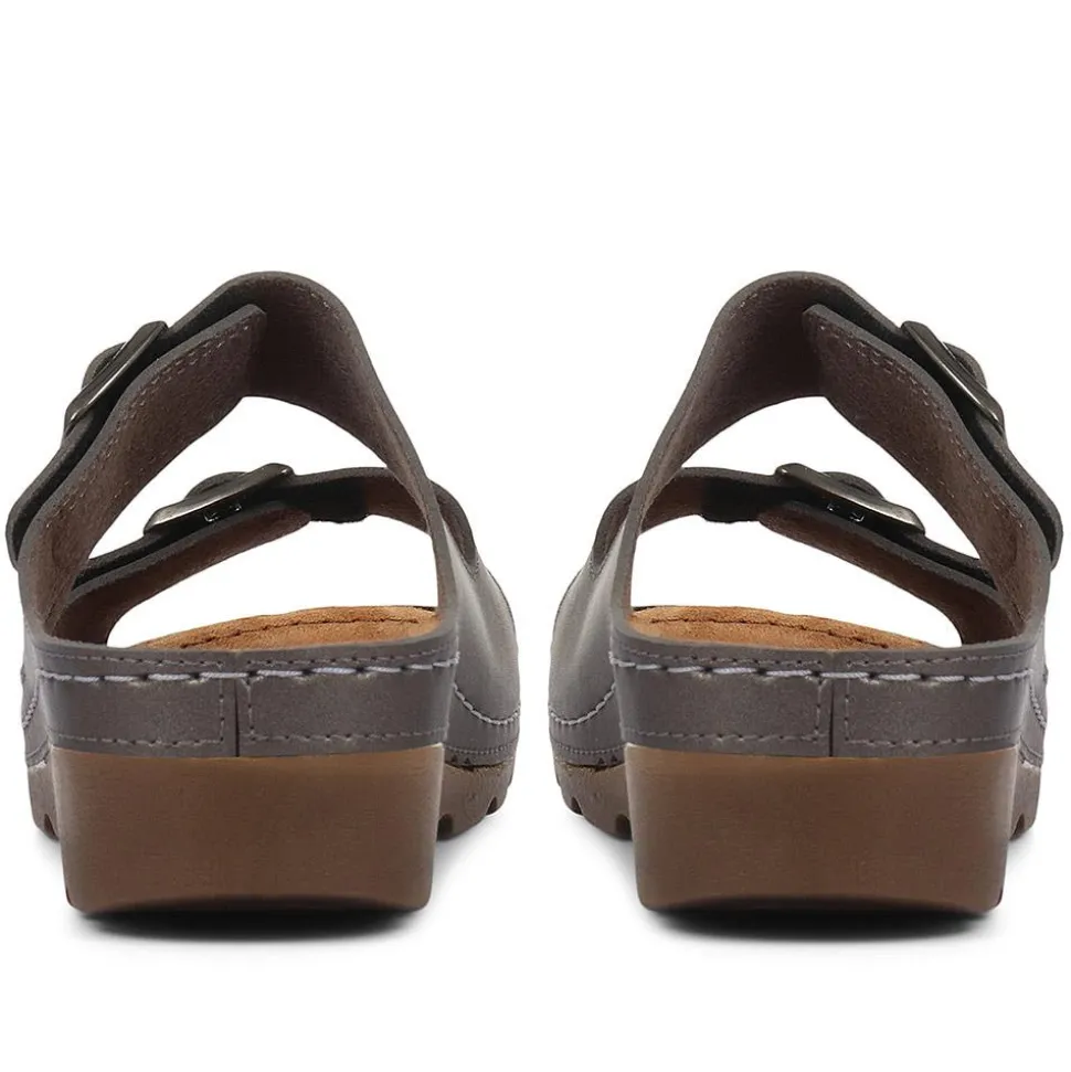 Adjustable Mule Sandals - Pewter