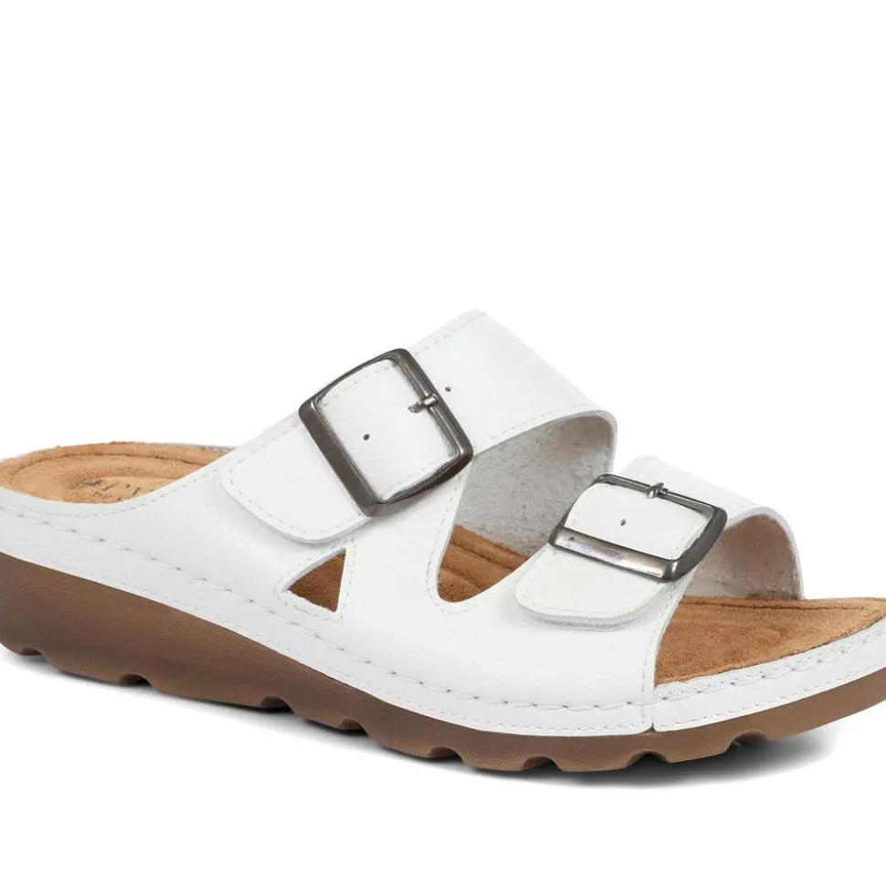 Adjustable Mule Sandals - White