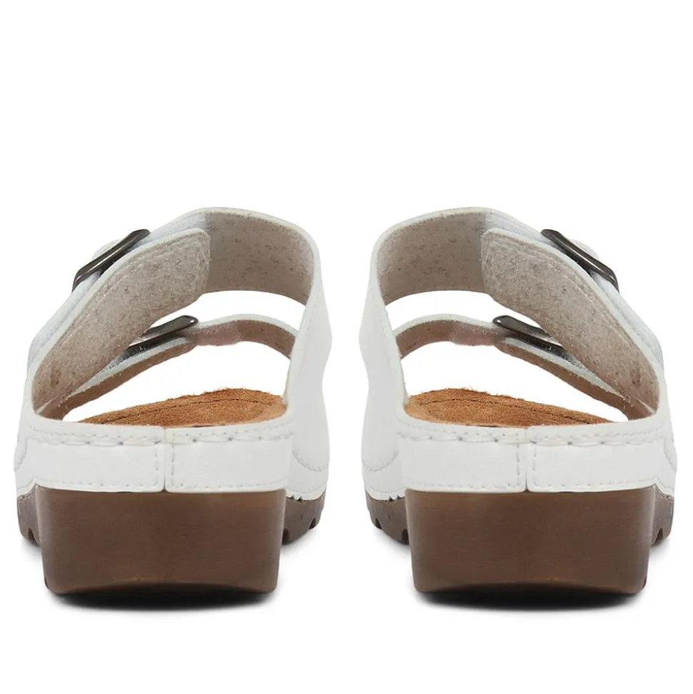 Adjustable Mule Sandals - White