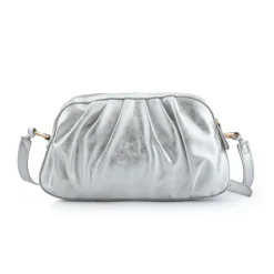 Adjustable Slouched Crossbody Bag - White-Silver