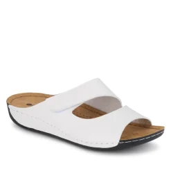 Adjustable Touch-Fasten Mules - White