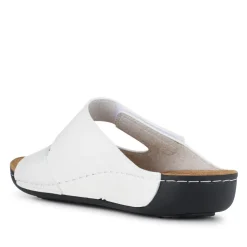 Adjustable Touch-Fasten Mules - White