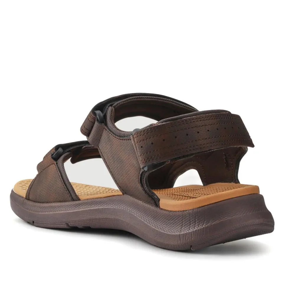 Adjustable Touch-Fasten Sandals - Brown