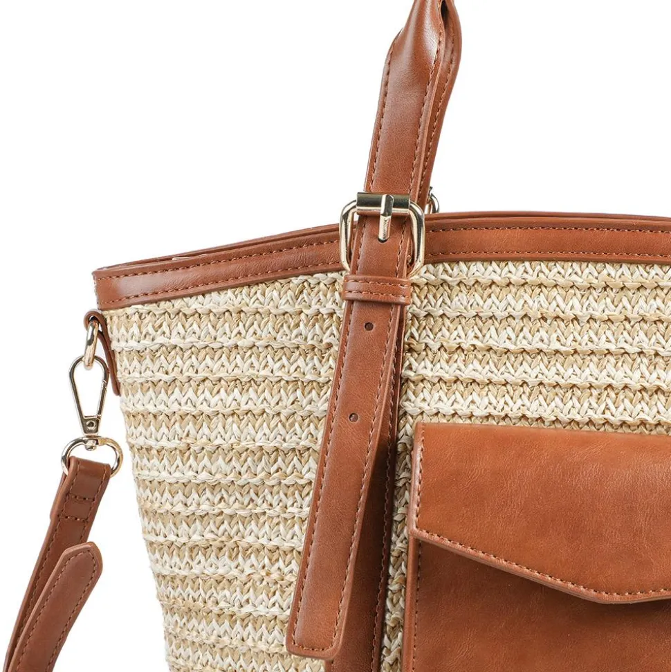 Adjustable Woven Tote Bag - Tan