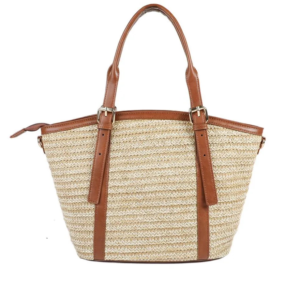 Adjustable Woven Tote Bag - Tan