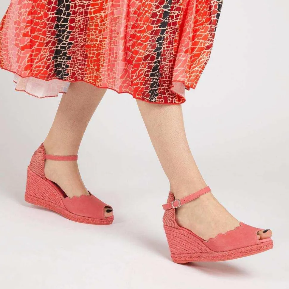 Alejandra Espadrille Wedge Sandals - Coral