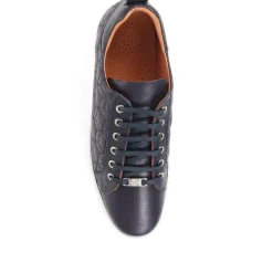 Alexandrite Leather Quilted Trainers - Navy