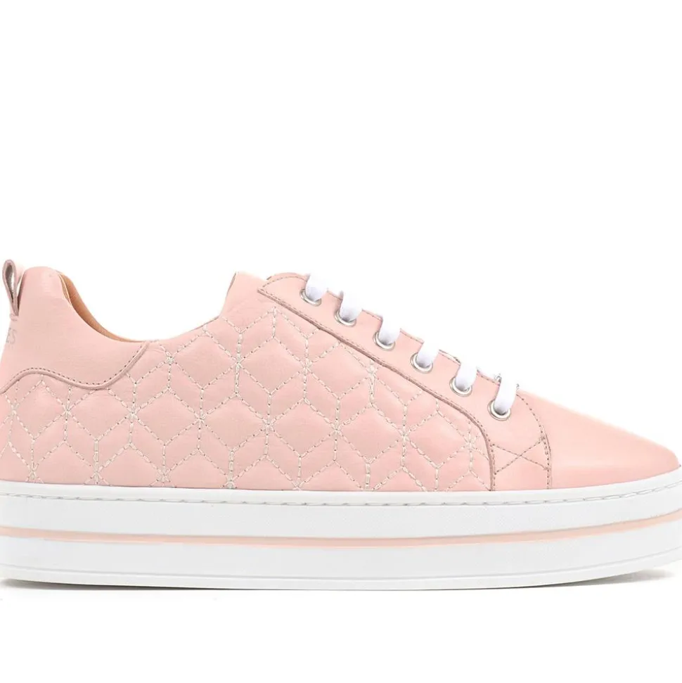 Alexandrite Leather Quilted Trainers - Nude