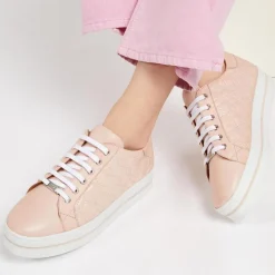 Alexandrite Leather Quilted Trainers - Nude