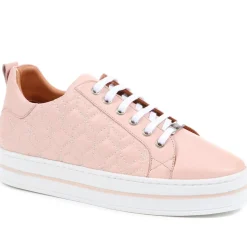 Alexandrite Leather Quilted Trainers - Nude