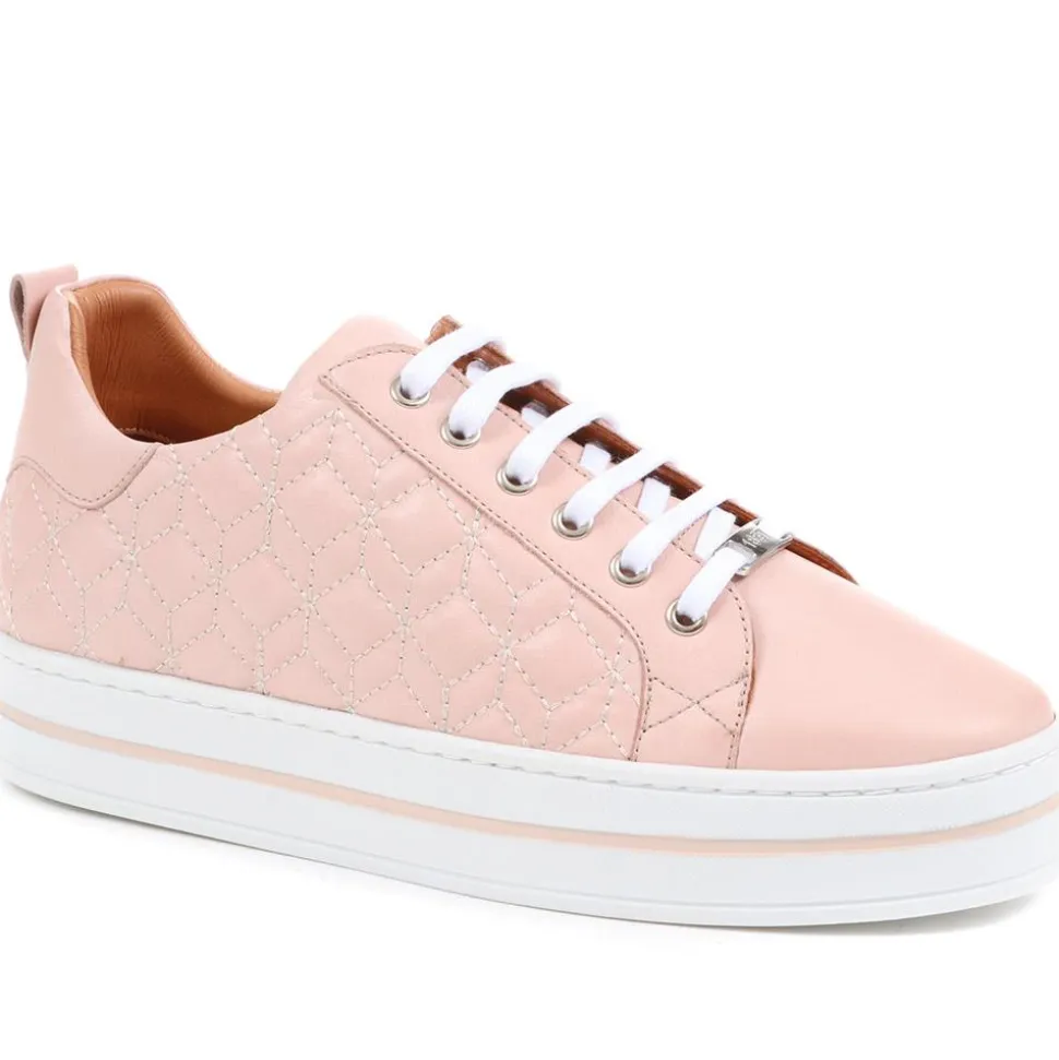 Alexandrite Leather Quilted Trainers - Nude