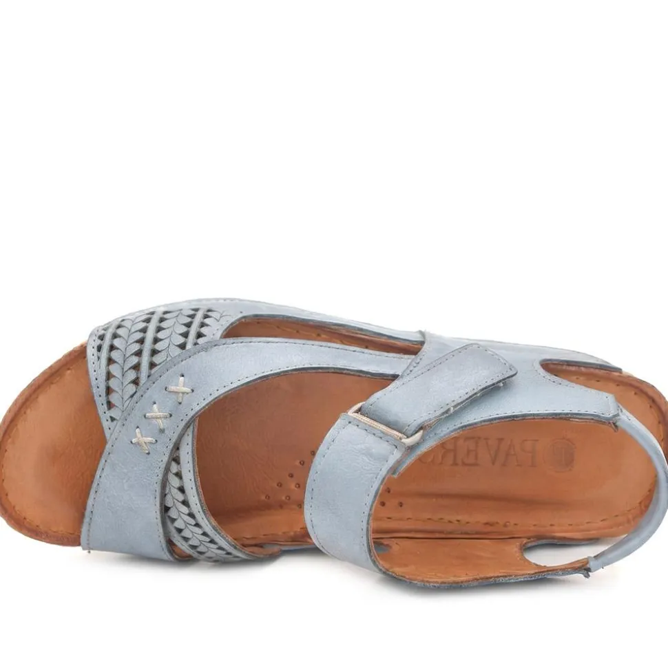 All Leather Adjustable Fasten Sandals - Blue