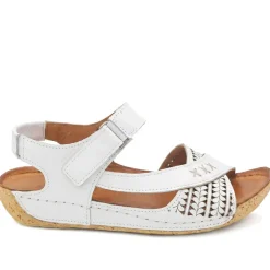 All Leather Adjustable Fasten Sandals - White