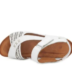 All Leather Adjustable Fasten Sandals - White