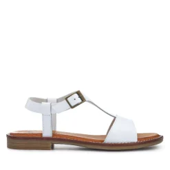 All-Leather Buckled Sandals - White