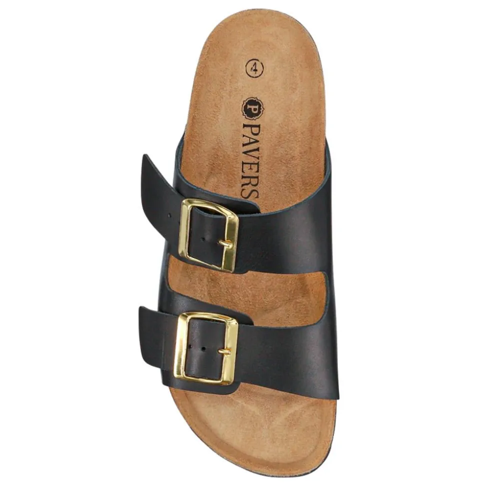 All-Leather Casual Mule Sandals - Black