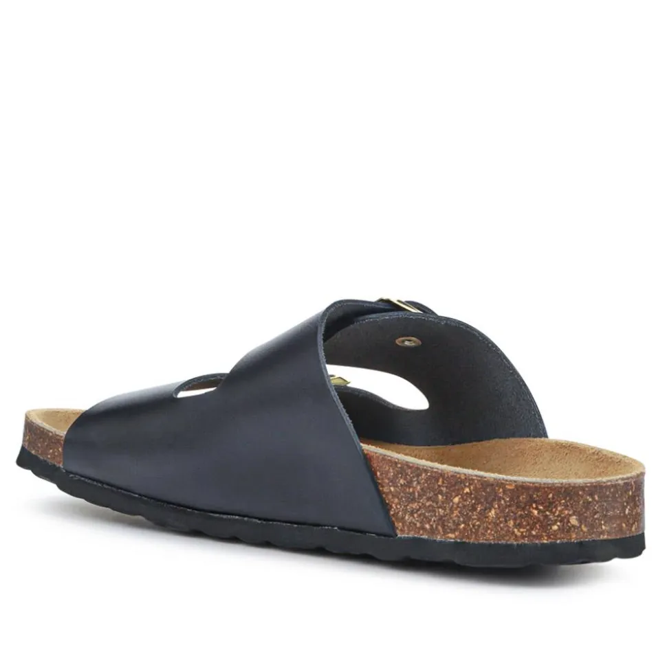 All-Leather Casual Mule Sandals - Black