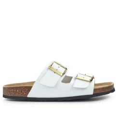 All-Leather Casual Mule Sandals - White