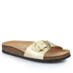 All-Leather Slip-On Mules - Gold