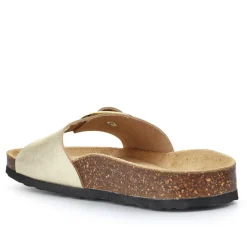 All-Leather Slip-On Mules - Gold