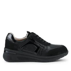 Alvira Wide Fit Leather Trainers - Black