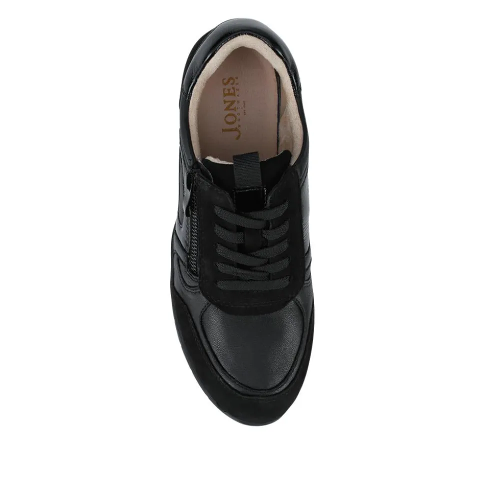 Alvira Wide Fit Leather Trainers - Black