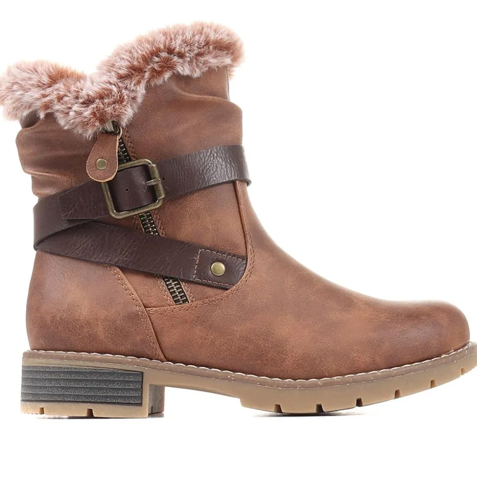 Ankle Biker Boots - Tan