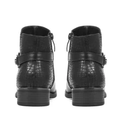 Ankle Boots with Metallic Buckle - Black