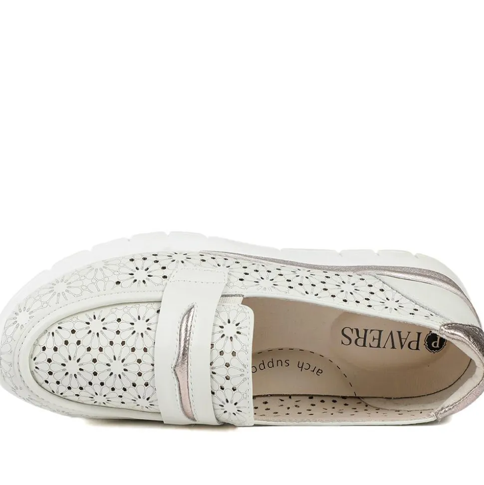 Arch Support Leather Slip On Shoes - Cream