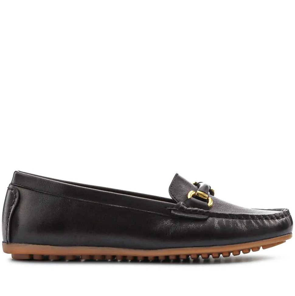 Athikia Leather Slip-On Shoes - Black