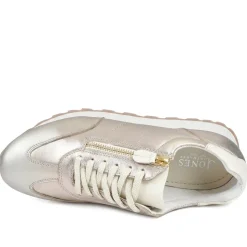 Avelina Leather Zip & Lace Trainers - Metallic