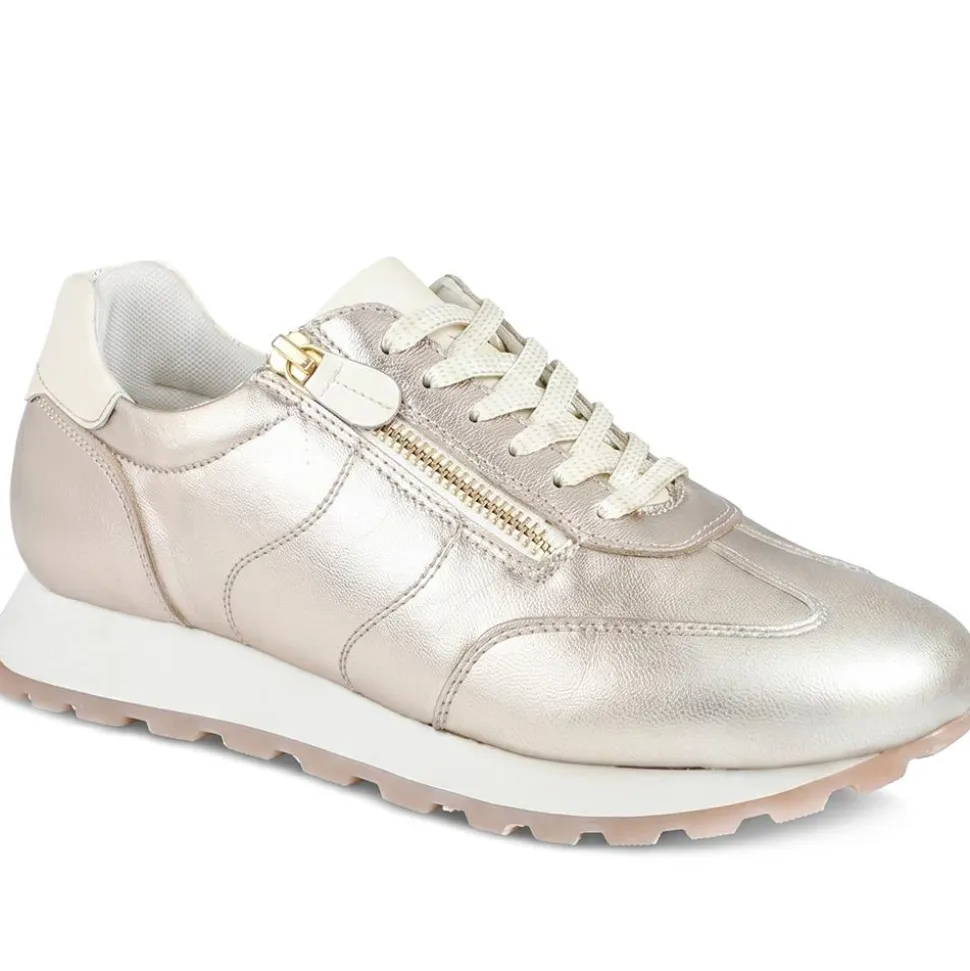 Avelina Leather Zip & Lace Trainers - Metallic