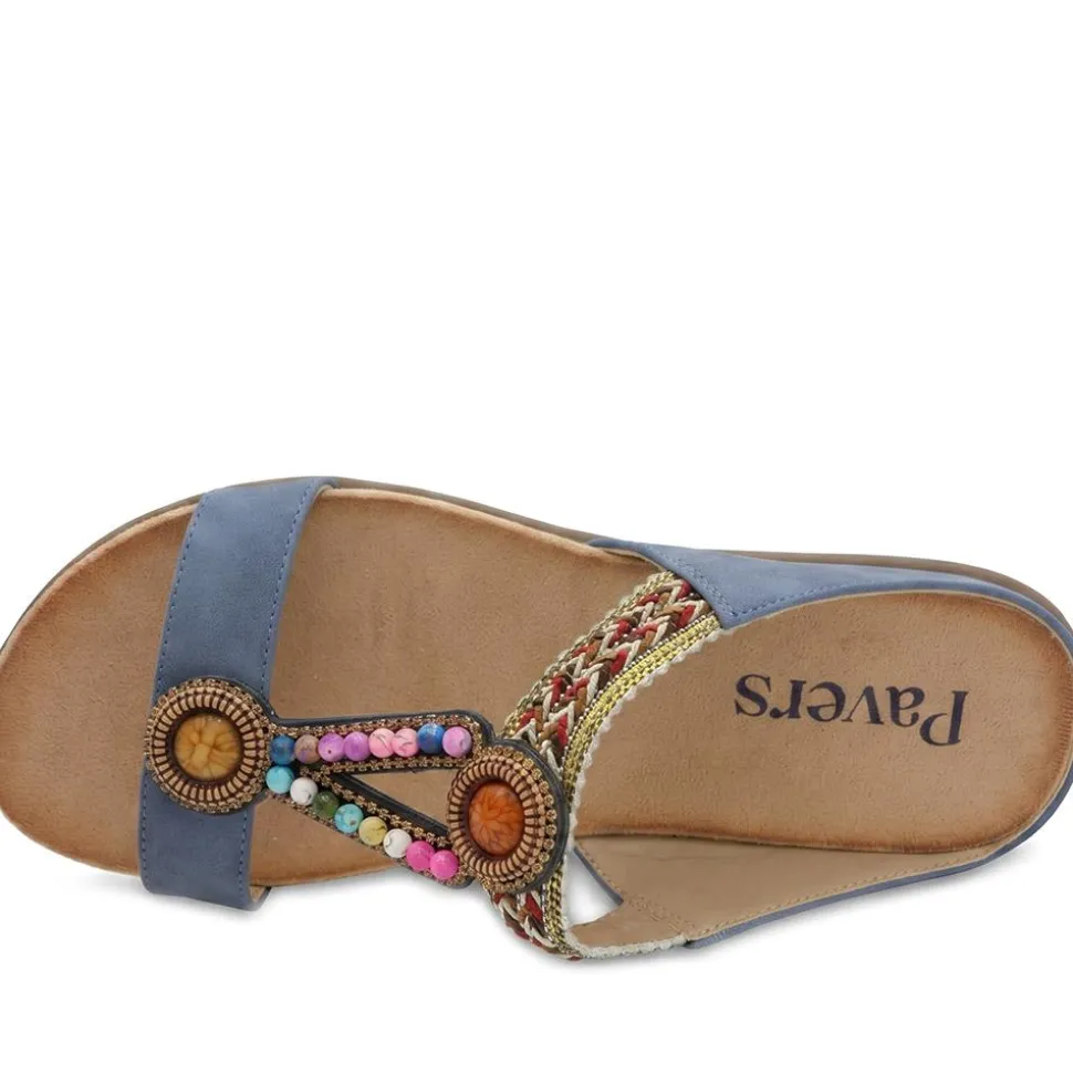 Beaded Lightweight Mule Sandals - Blue