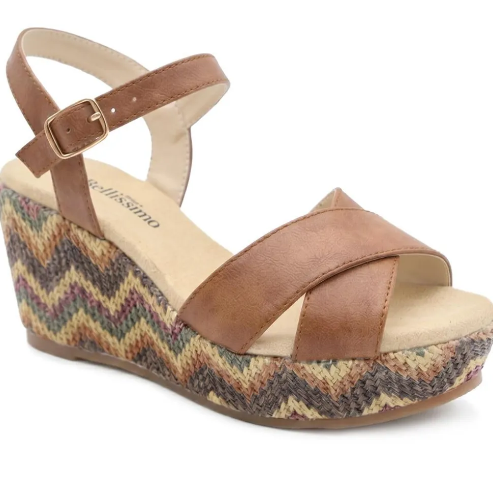 Bellissimo Buckle Fasten Wedge Espadrilles - Tan
