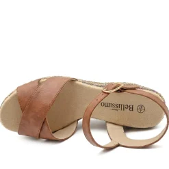 Bellissimo Buckle Fasten Wedge Espadrilles - Tan