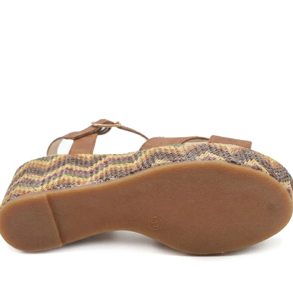 Bellissimo Buckle Fasten Wedge Espadrilles - Tan