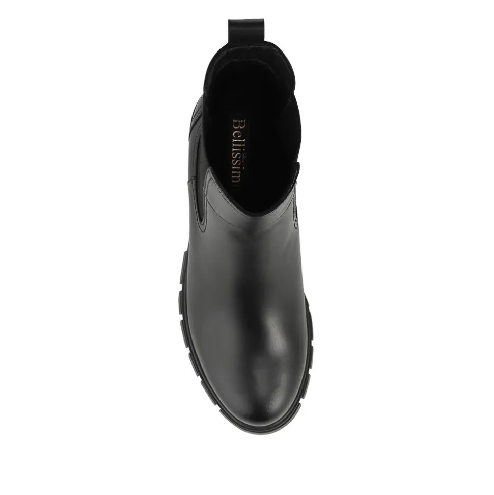 Bellissimo Chunky Leather Chelsea Boots - Black