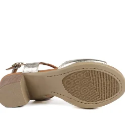 Bellissimo Leather Block Heel Sandals - Gold