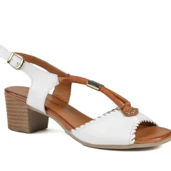 Bellissimo Leather Block Heel Sandals - White