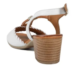 Bellissimo Leather Block Heel Sandals - White