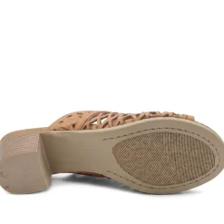 Bellissimo Leather Heeled Mule Sandals - Tan