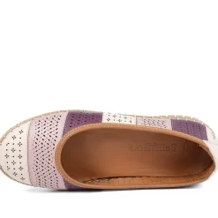 Bellissimo Leather Laser Cut Pumps - Lilac Multi