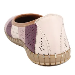 Bellissimo Leather Laser Cut Pumps - Lilac Multi