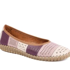 Bellissimo Leather Laser Cut Pumps - Lilac Multi