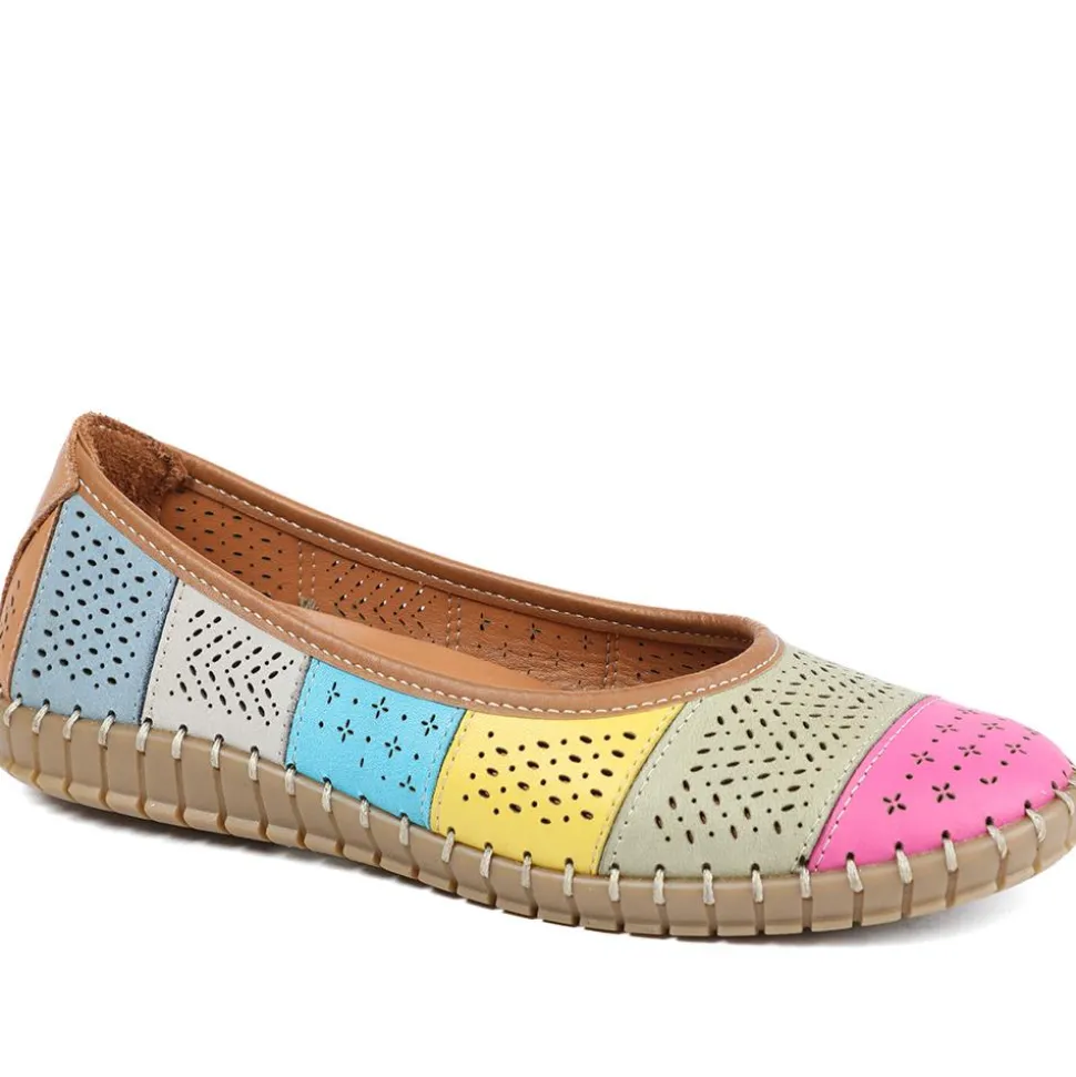 Bellissimo Leather Laser Cut Pumps - Multi
