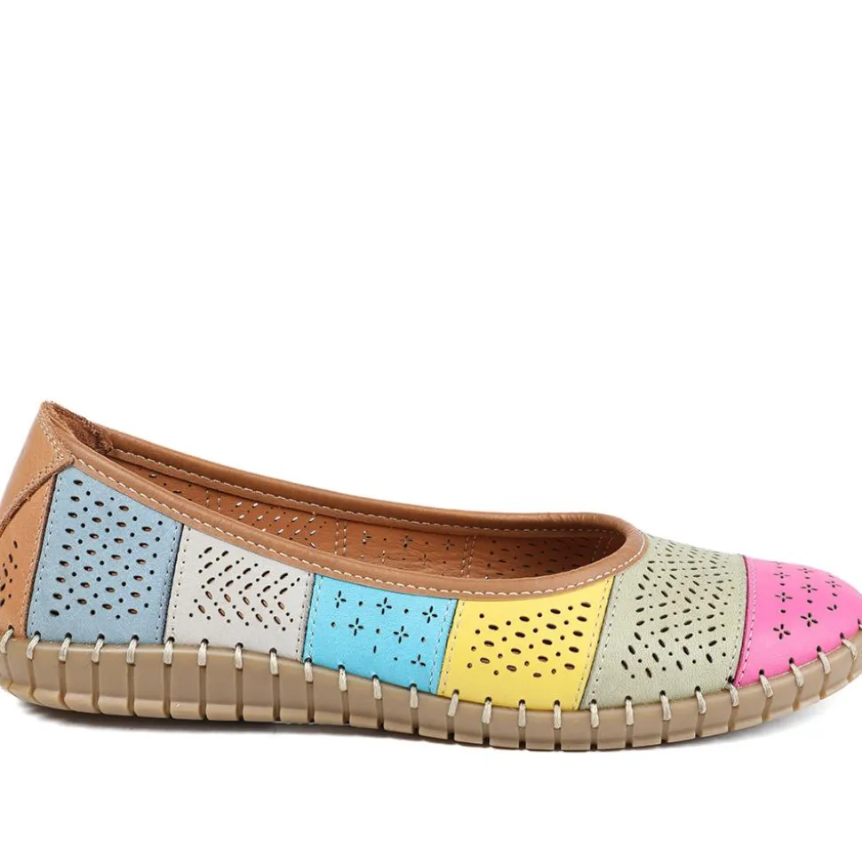 Bellissimo Leather Laser Cut Pumps - Multi
