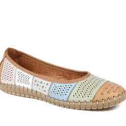 Bellissimo Leather Laser Cut Pumps - Tan Multi