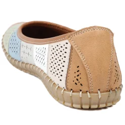 Bellissimo Leather Laser Cut Pumps - Tan Multi