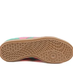 Bellissimo Leather Striped Lace Up Trainers - Green-Pink